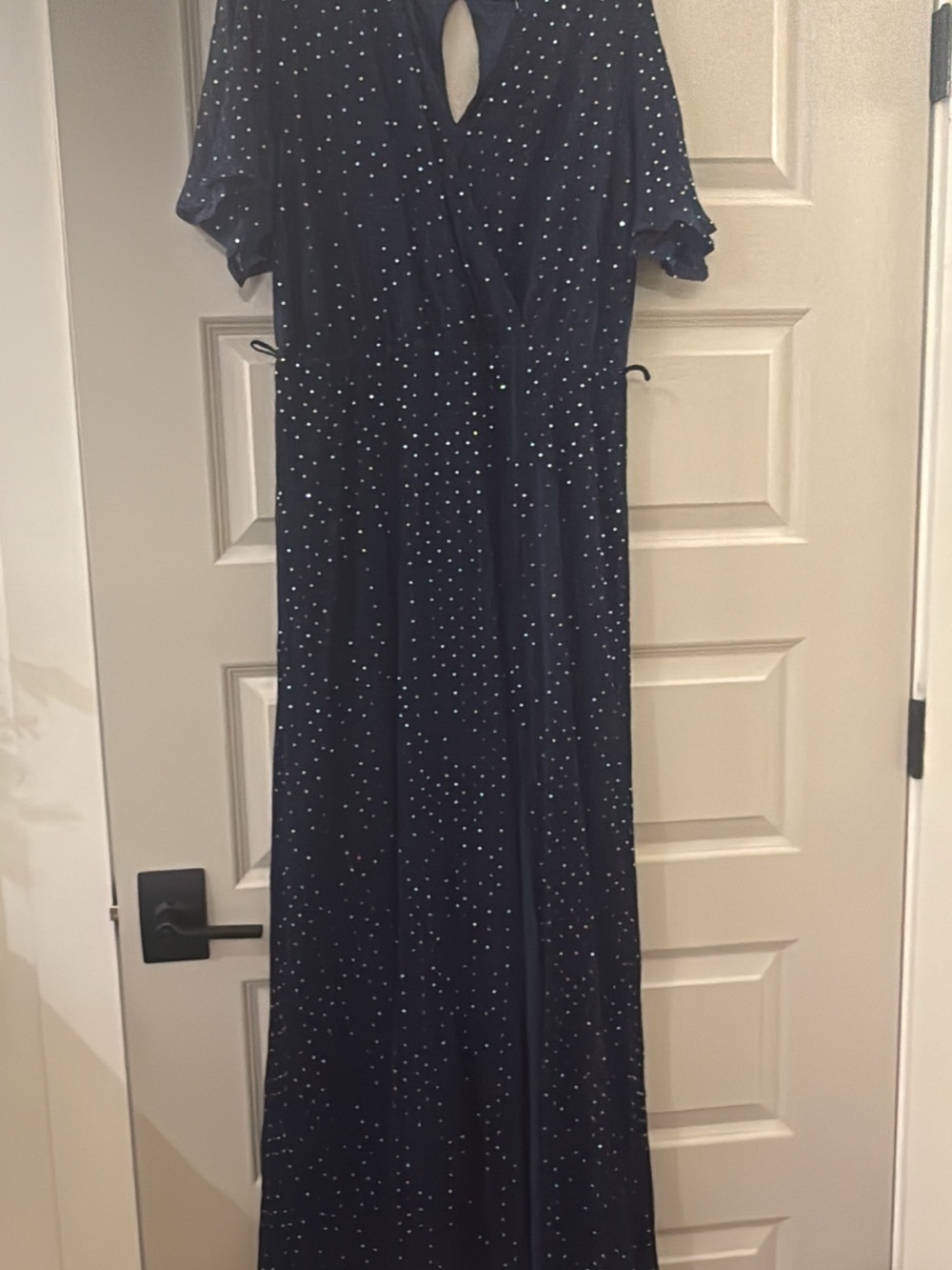 Baltic Born Navy Polka Dot Wrap Maxi Dress